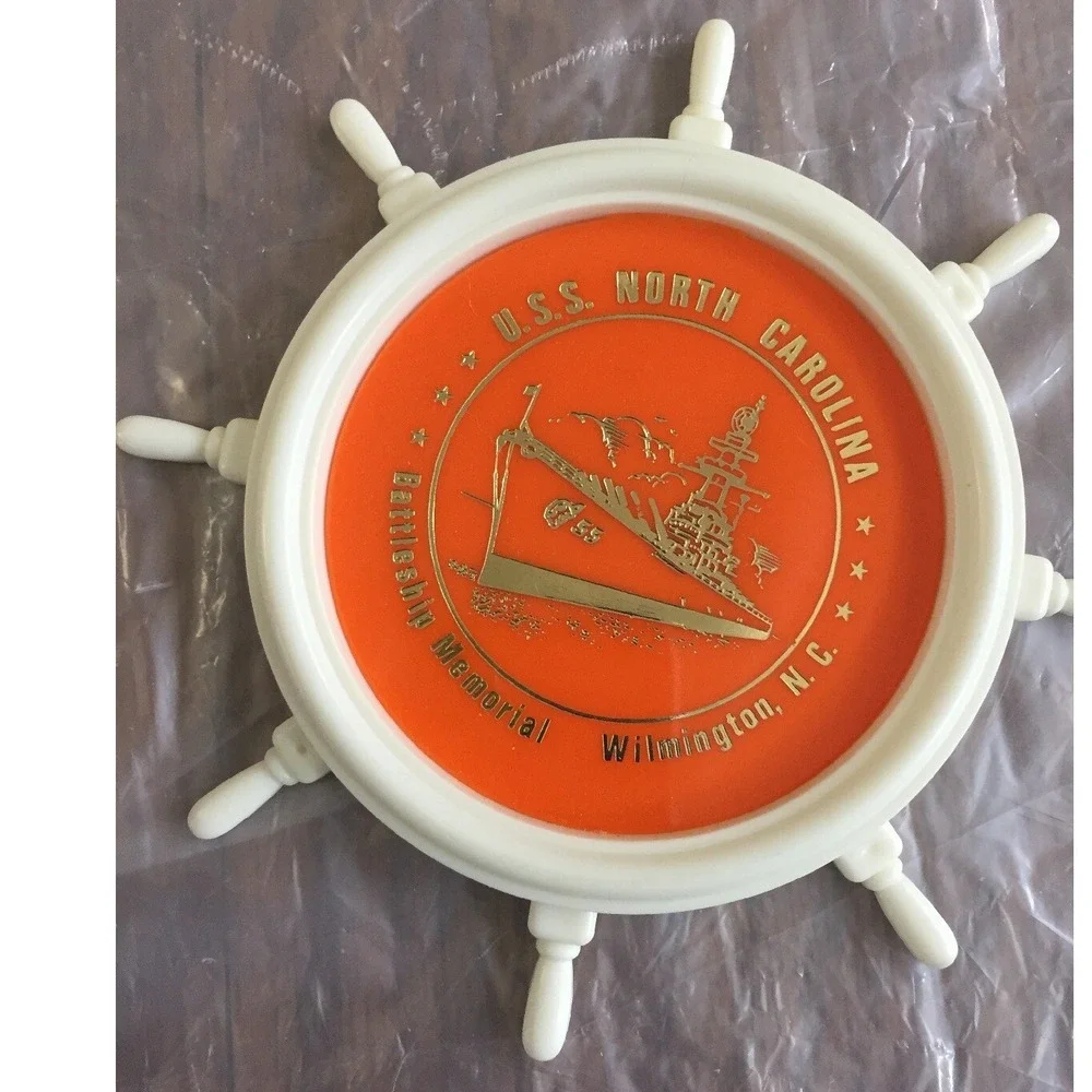 VTG‎ 1965–1980 USS North Carolina Coaster Set 6 Multicolor Nautical Coastal USA